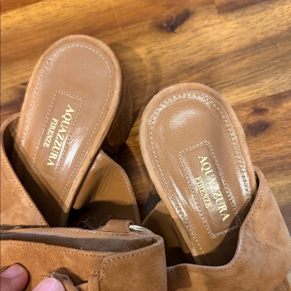 Aquazzura Safari Suede Sandals in Camel size 38 - Picture 2 of 6